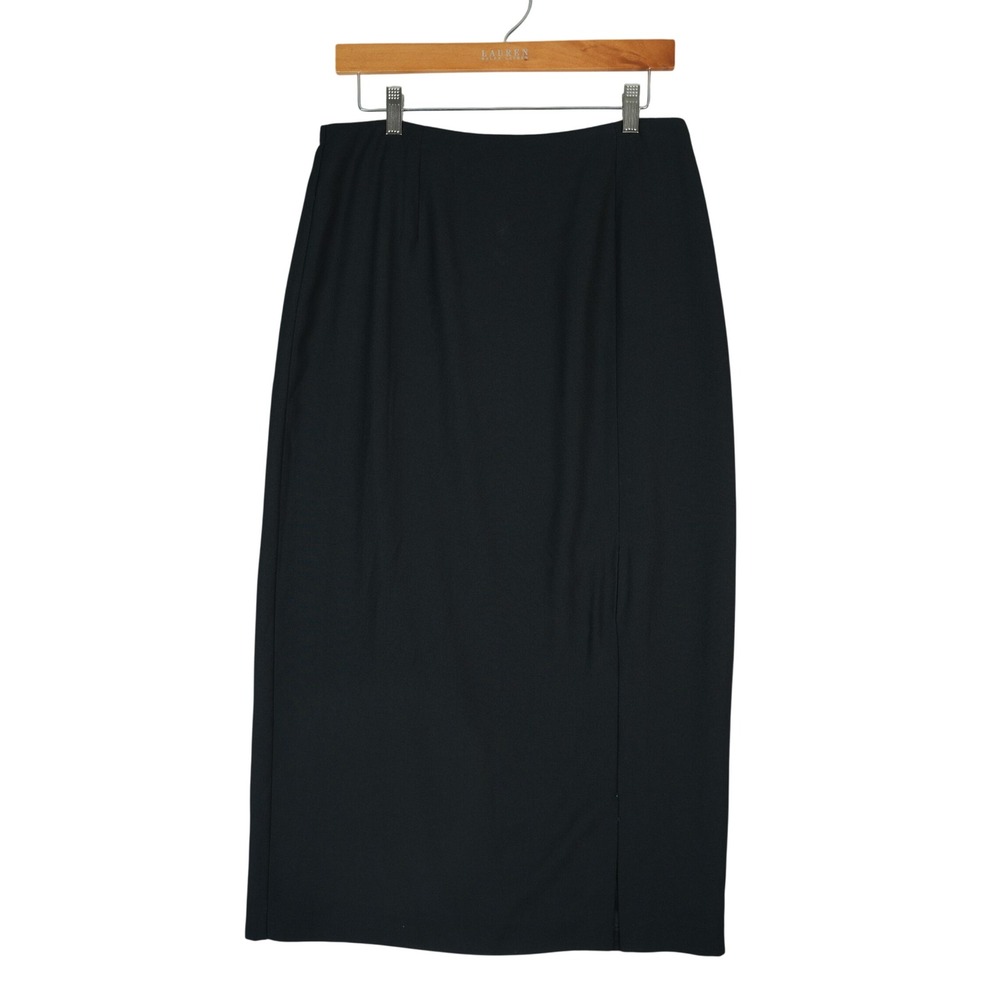 Kim Rogers Midi Skirt Womens 12P Black Professional Career Petite Back Slit
